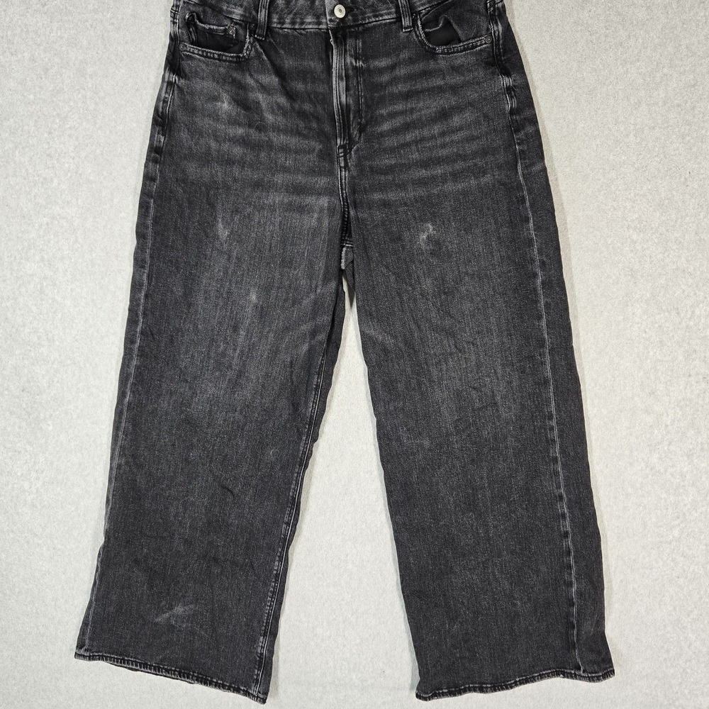 American Eagle Women Jeans 16 Gray Denim Grunge Baggy Y2K Wide-Leg High Rise